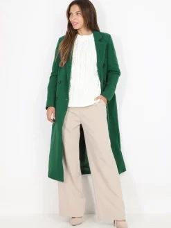 Clearance La Modeuse Manteau long à boutons Vert