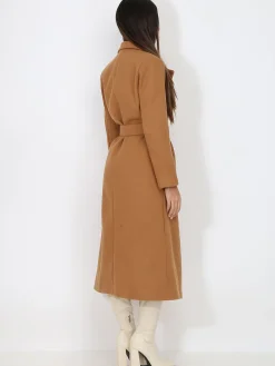 Clearance La Modeuse Manteau mi-long croisé et ceinturé Camel