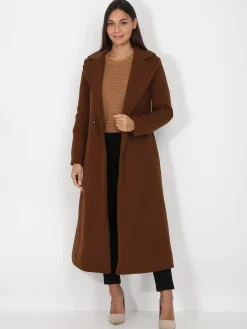 Online La Modeuse Manteau mi-long croisé et ceinturé Marron