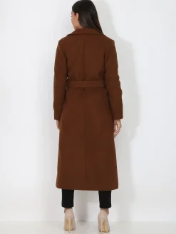 Online La Modeuse Manteau mi-long croisé et ceinturé Marron
