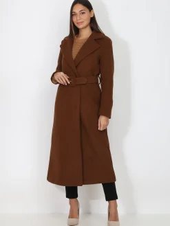 Online La Modeuse Manteau mi-long croisé et ceinturé Marron