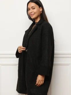 Hot La Modeuse Manteau mi-long duveteux Noir