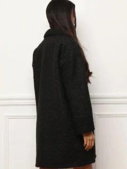 Hot La Modeuse Manteau mi-long duveteux Noir