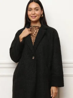 Hot La Modeuse Manteau mi-long duveteux Noir