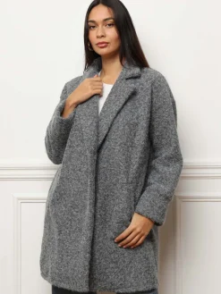 Clearance La Modeuse Manteau mi-long duveteux Gris
