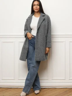 Clearance La Modeuse Manteau mi-long duveteux Gris