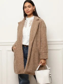 Hot La Modeuse Manteau mi-long duveteux Camel