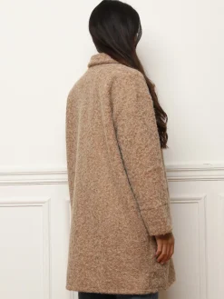 Hot La Modeuse Manteau mi-long duveteux Camel