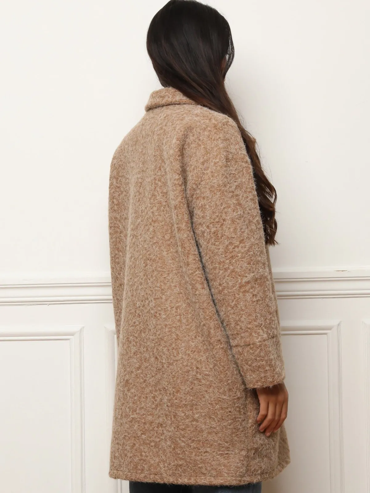 Hot La Modeuse Manteau mi-long duveteux Camel