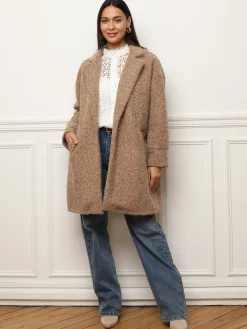 Hot La Modeuse Manteau mi-long duveteux Camel