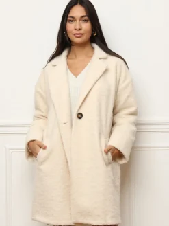 Outlet La Modeuse Manteau mi-long duveteux Beige