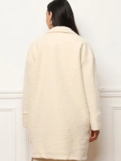 Outlet La Modeuse Manteau mi-long duveteux Beige