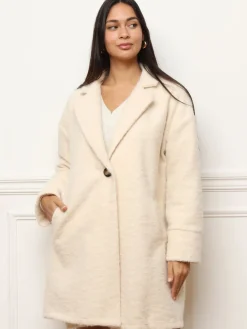 Outlet La Modeuse Manteau mi-long duveteux Beige