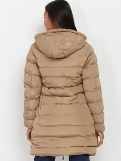 Best La Modeuse Manteau mi-long matelassé à capuche Taupe
