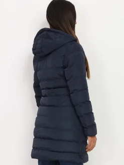 Online La Modeuse Manteau mi-long matelassé à capuche BleuMarine
