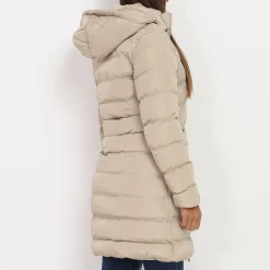New La Modeuse Manteau mi-long matelassé à capuche Beige
