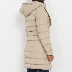 Outlet La Modeuse Manteau mi-long matelassé à capuche Beige