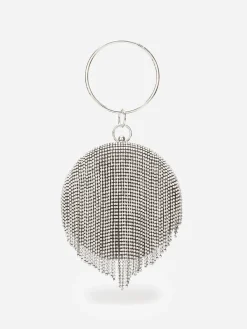Hot La Modeuse Minaudière ronde avec franges à strass Noir