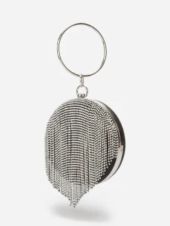 Hot La Modeuse Minaudière ronde avec franges à strass Noir