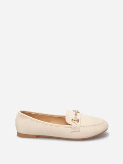 Online La Modeuse Mocassins à boucle en strass grandes tailles Beige