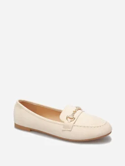 Online La Modeuse Mocassins à boucle en strass grandes tailles Beige