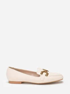 Hot La Modeuse Mocassins  à bout carré et bride métallique Beige