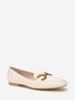 Hot La Modeuse Mocassins  à bout carré et bride métallique Beige