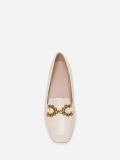 Hot La Modeuse Mocassins  à bout carré et bride métallique Beige