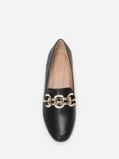 La Modeuse Mocassins  à bride chaîne Noir