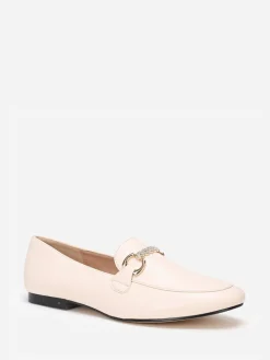 Outlet La Modeuse Mocassins  à bride chaîne et strass Beige