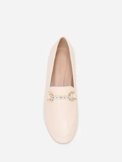 Outlet La Modeuse Mocassins  à bride chaîne et strass Beige