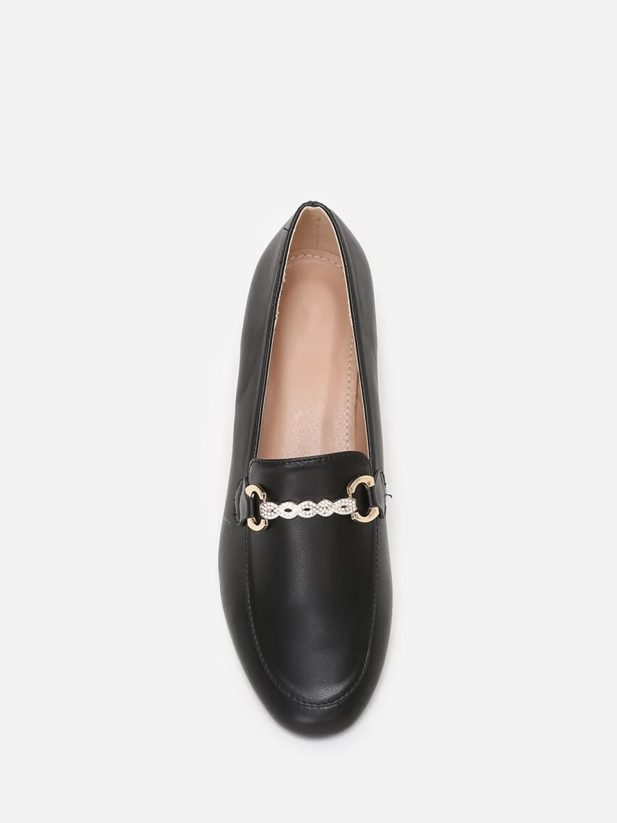 Sale La Modeuse Mocassins à bride chaîne et strass Noir