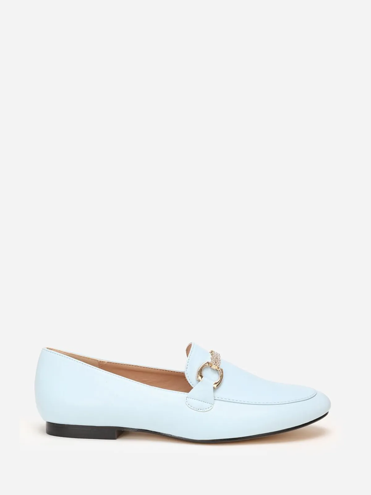 Hot La Modeuse Mocassins à bride chaîne et strass BleuClair