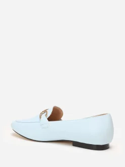 Hot La Modeuse Mocassins à bride chaîne et strass BleuClair