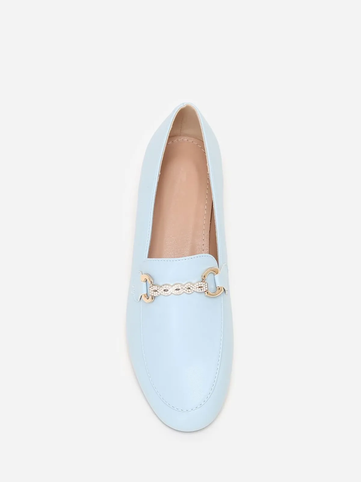 Hot La Modeuse Mocassins à bride chaîne et strass BleuClair