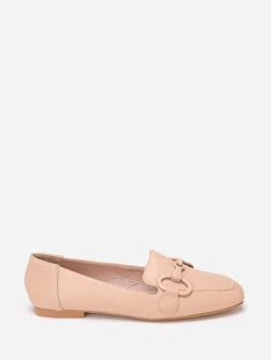 Online La Modeuse Mocassins  à bride métallique et surpiqûres Beige