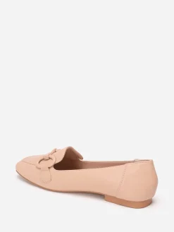 Online La Modeuse Mocassins  à bride métallique et surpiqûres Beige