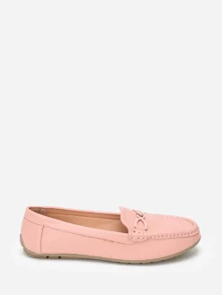 La Modeuse Mocassins  à bride métallique et surpiqûres Rose