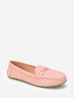 La Modeuse Mocassins  à bride métallique et surpiqûres Rose