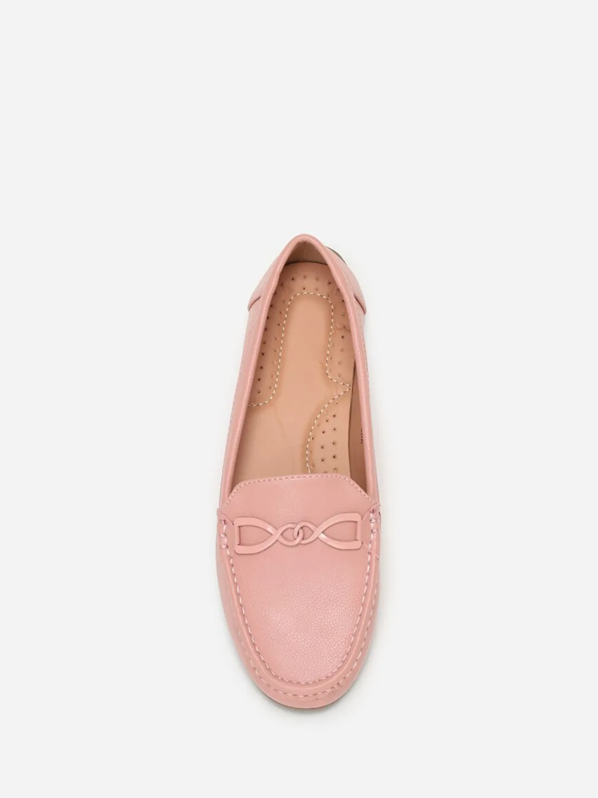 La Modeuse Mocassins à bride métallique et surpiqûres Rose