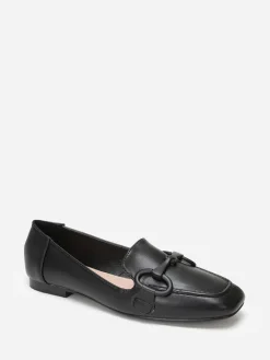 Online La Modeuse Mocassins  à bride métallique et surpiqûres Noir