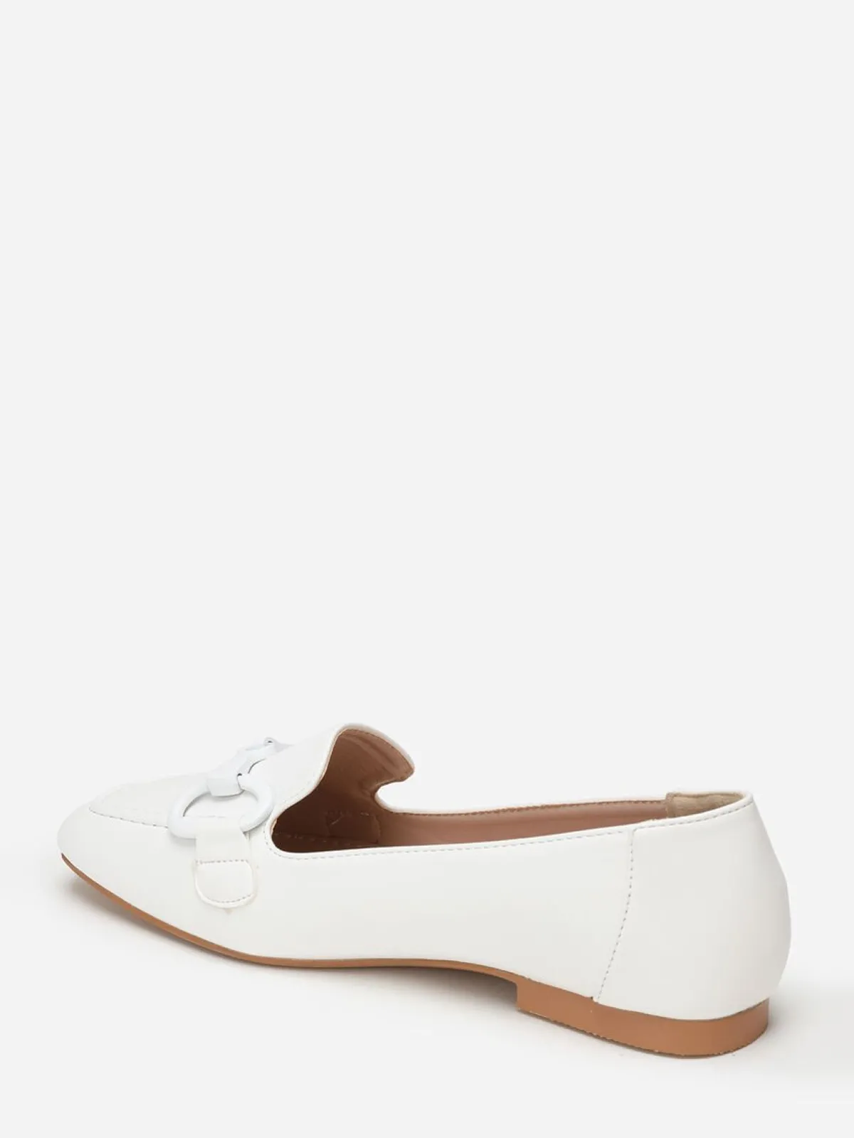 Best La Modeuse Mocassins à bride métallique et surpiqûres Blanc