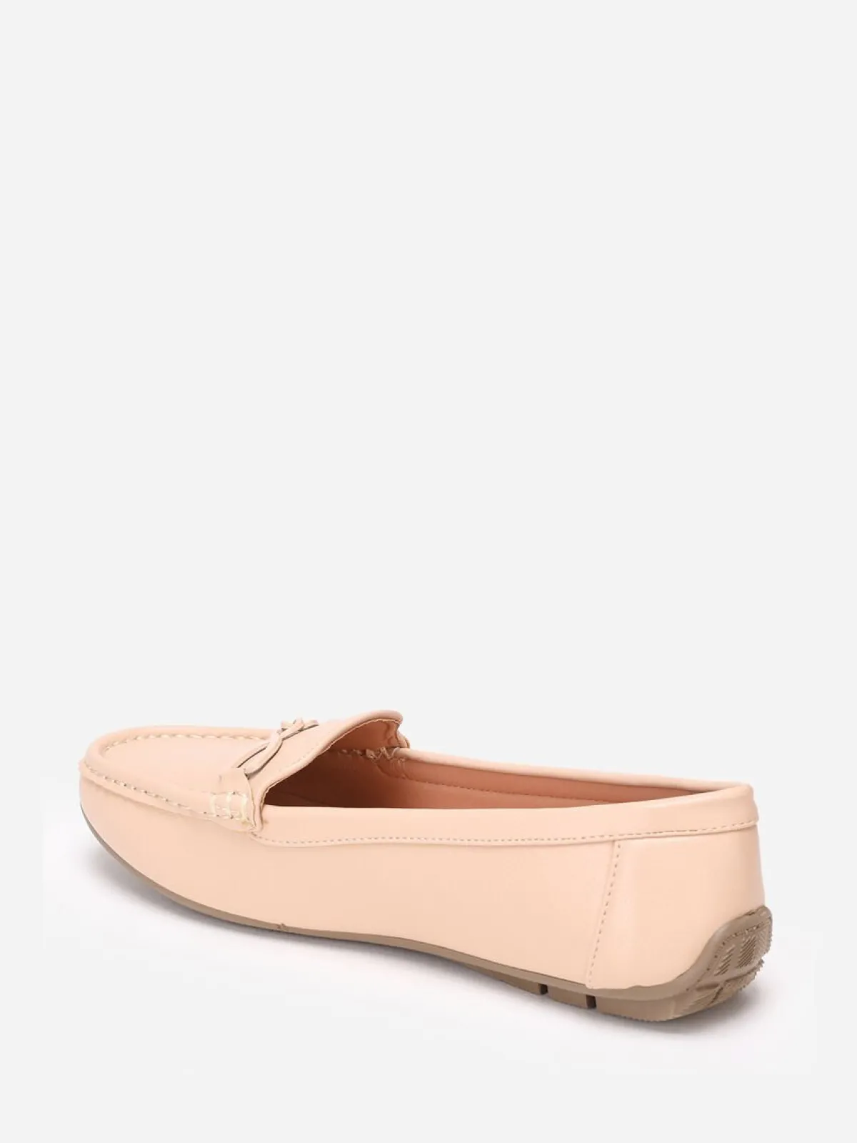 New La Modeuse Mocassins à bride métallique et surpiqûres Beige