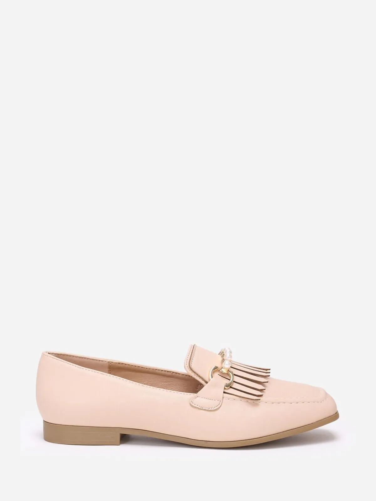 Outlet La Modeuse Mocassins à franges et perles Beige