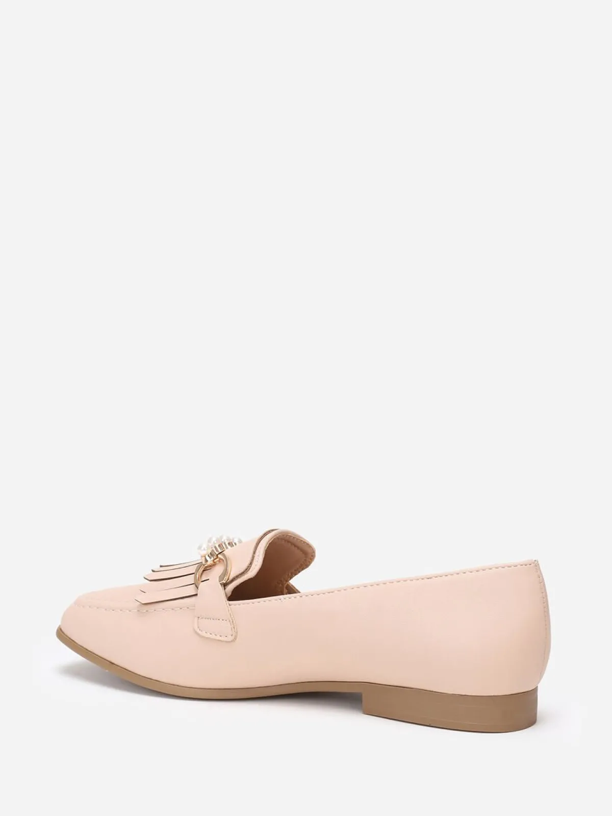 Outlet La Modeuse Mocassins à franges et perles Beige