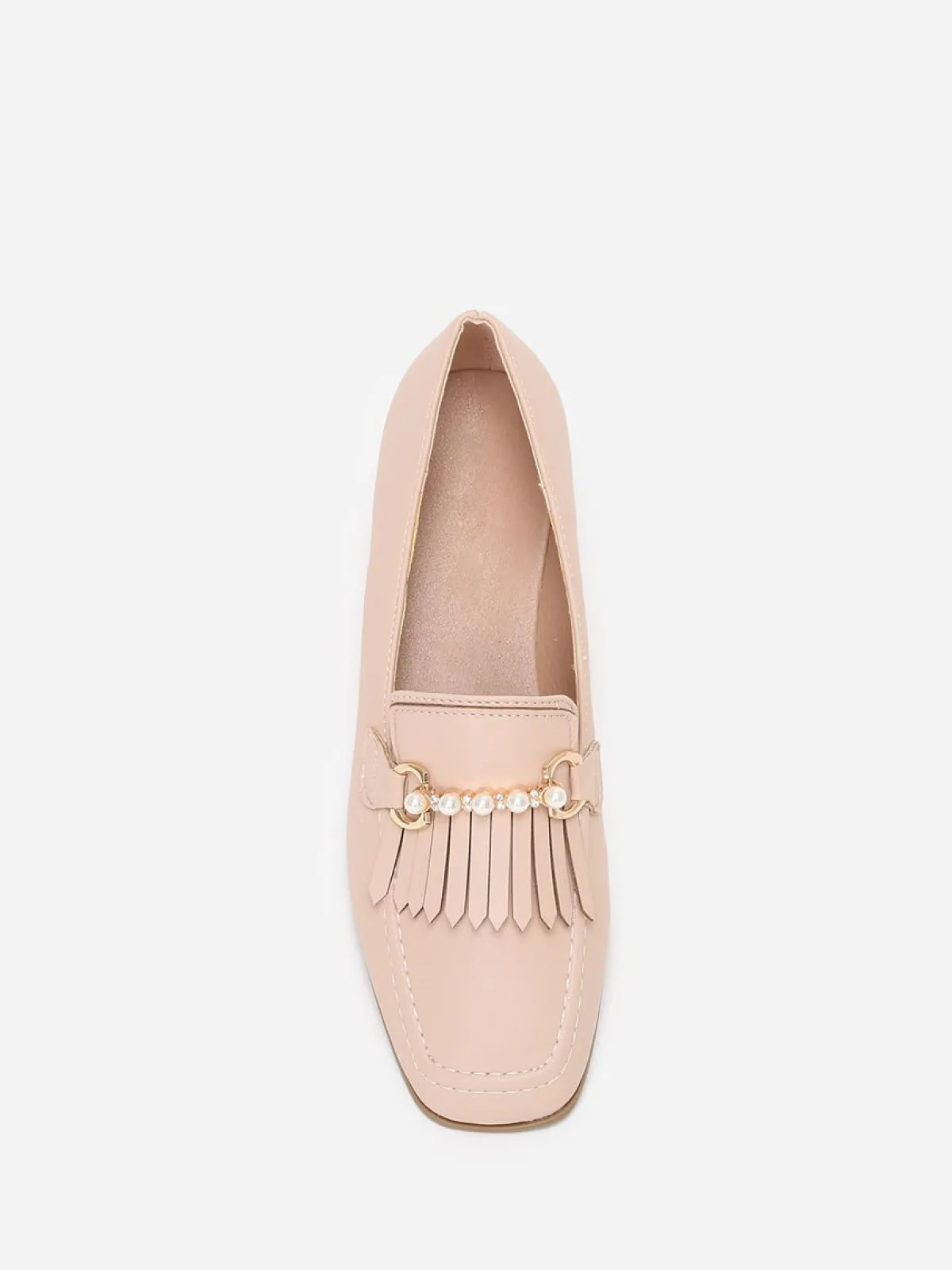 Outlet La Modeuse Mocassins à franges et perles Beige