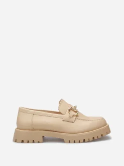 Hot La Modeuse Mocassins à semelle crantée et mors doré Beige