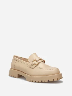 Hot La Modeuse Mocassins à semelle crantée et mors doré Beige