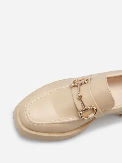 Hot La Modeuse Mocassins à semelle crantée et mors doré Beige