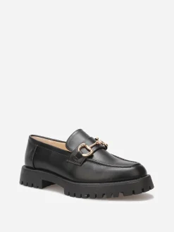 Sale La Modeuse Mocassins à semelle crantée et mors doré Noir